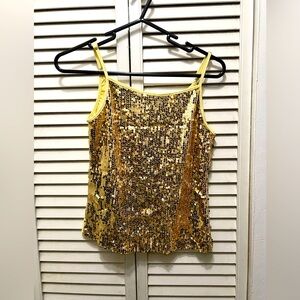 Yellow with gold sequins tank top